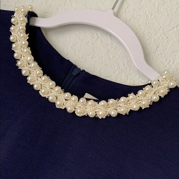 Loren KLaisrie Long Sleeve Pearl Embellished Neckline Dress Size EU 36/US 6 - Picture 2 of 13